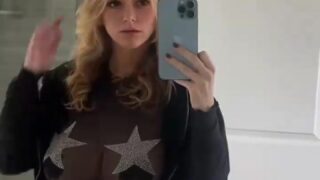 Zoe Moore see-through shirt Shows Big Boobs Before Mirror!